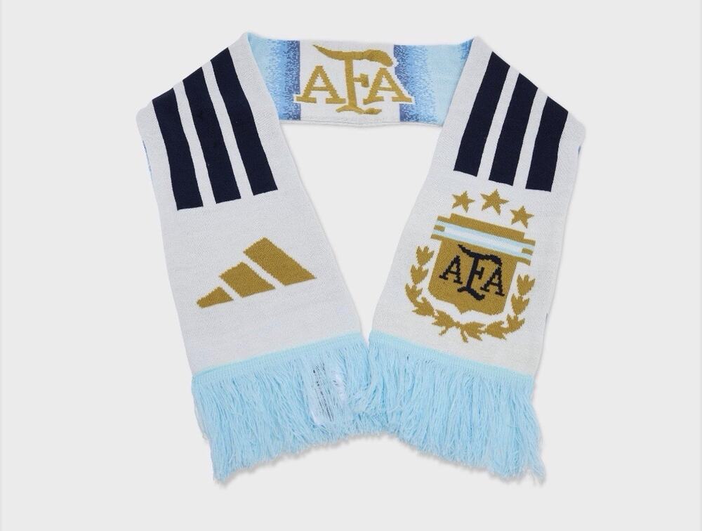 Adidas Argentina AFA Soccer Scarf Unisex OS White Blue 3-Star World Cup Knit